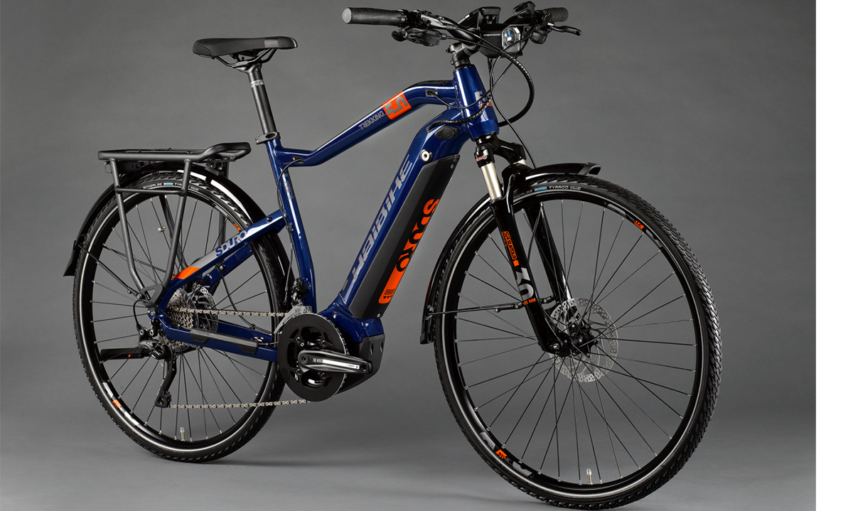 Фотография Электровелосипед Haibike SDURO Trekking 5.0 28" (2020) 2020 Сине-оранжевый